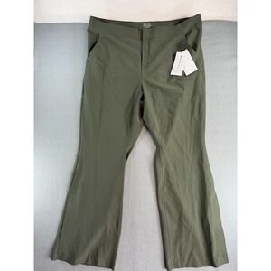 Athleta Stellar Flare Trouser Pants Womens 24 Green Pull On Ankle Zip Travel